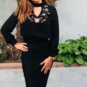 Black formal Long Sleeve Blouse